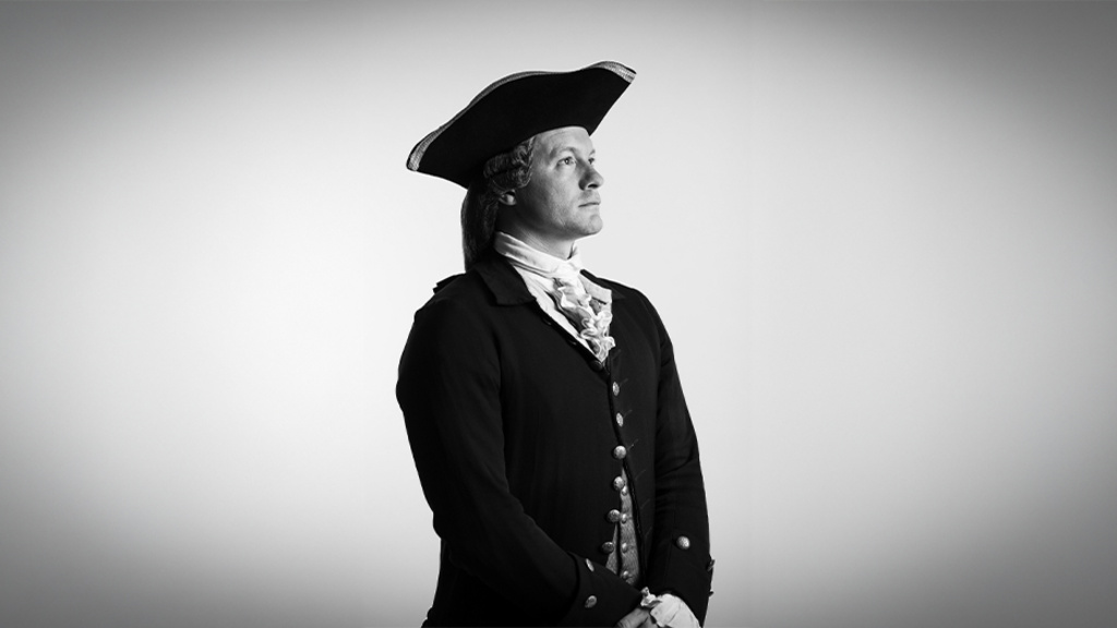 kurt smith as thomas jefferson, black and white image